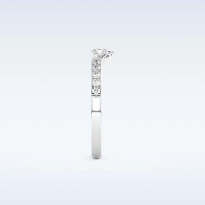 U Shaped Wedding Band with 0.26 CT Round & Emerald Cut Moissanite