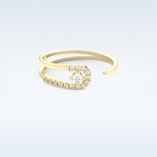 Open Split Shank Wedding Band with 0.13 CT Round Cut Moissanite