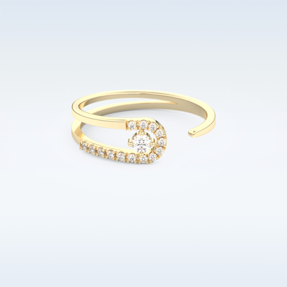 Open Split Shank Wedding Band with 0.13 CT Round Cut Moissanite