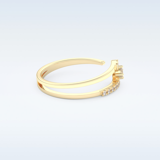 Open Split Shank Wedding Band with 0.13 CT Round Cut Moissanite