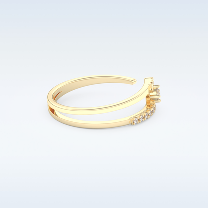 Open Split Shank Wedding Band with 0.13 CT Round Cut Moissanite