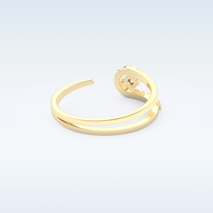 Open Split Shank Wedding Band with 0.13 CT Round Cut Moissanite