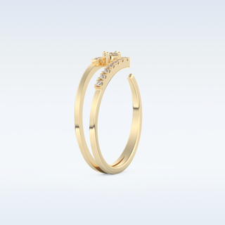 Open Split Shank Wedding Band with 0.13 CT Round Cut Moissanite