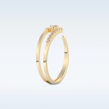 Open Split Shank Wedding Band with 0.13 CT Round Cut Moissanite