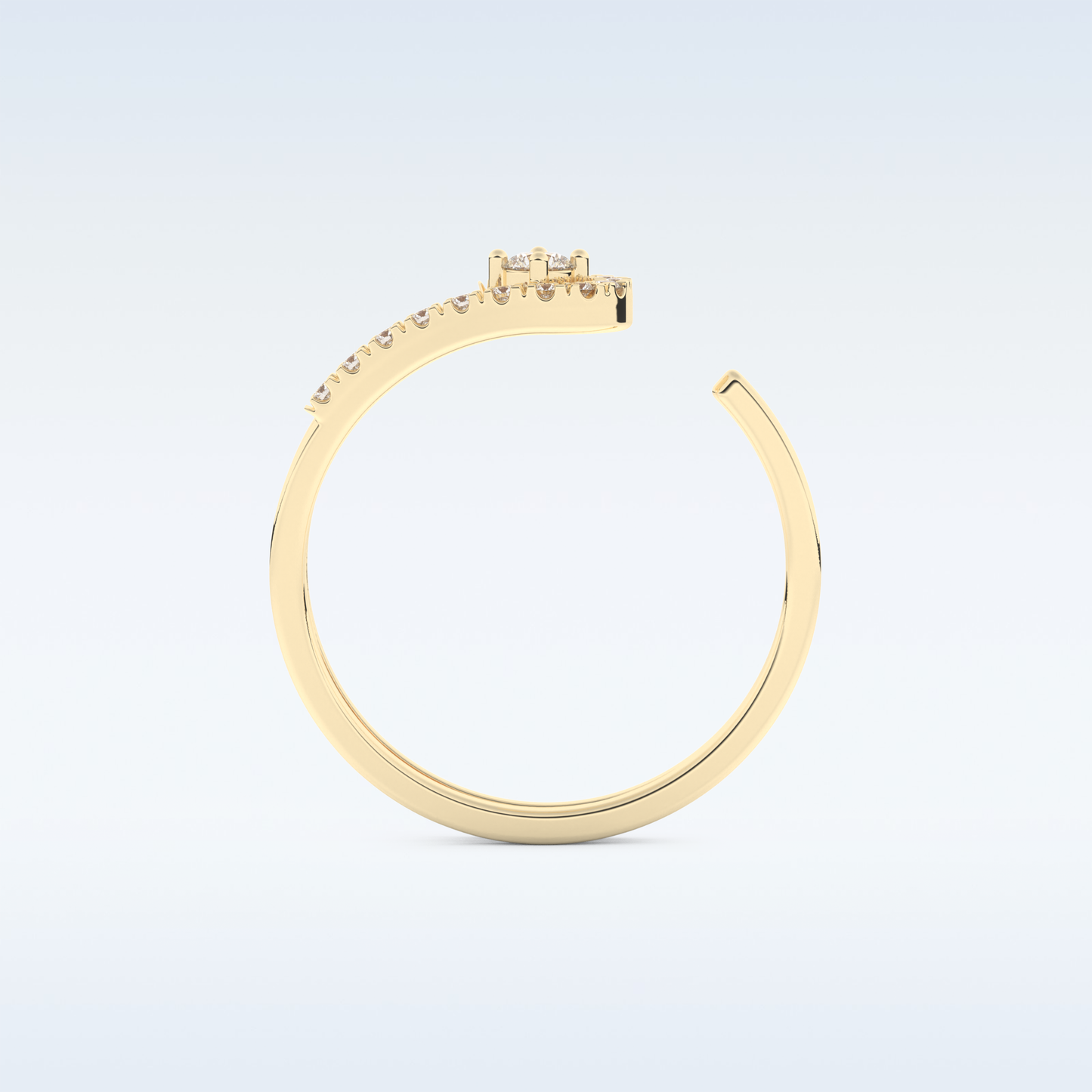 Open Split Shank Wedding Band with 0.13 CT Round Cut Moissanite