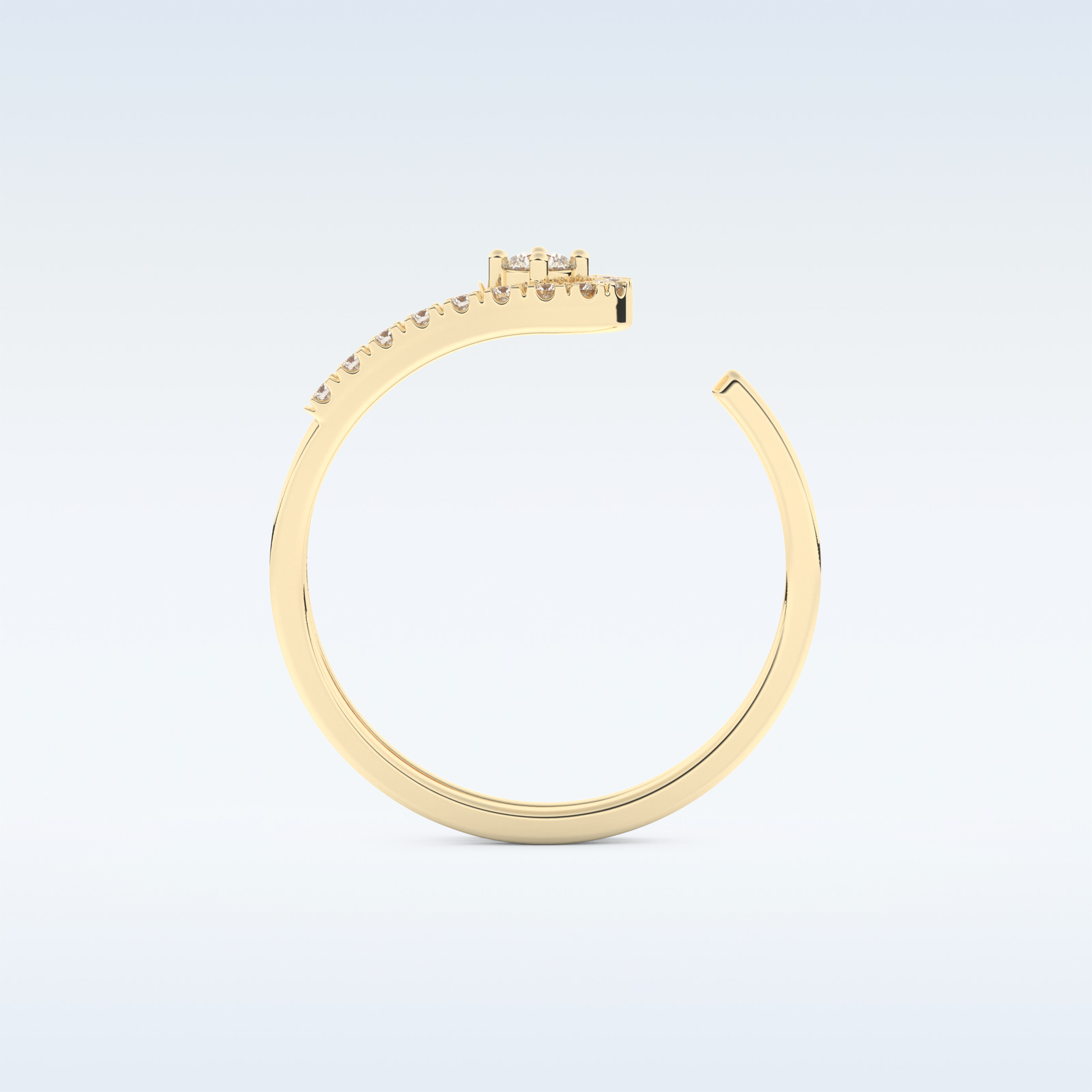 Open Split Shank Wedding Band with 0.13 CT Round Cut Moissanite