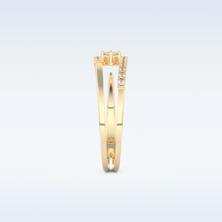 Open Split Shank Wedding Band with 0.13 CT Round Cut Moissanite