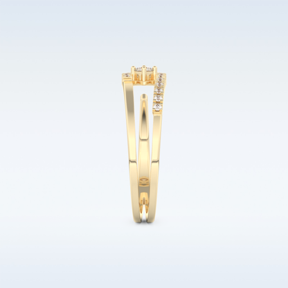 Open Split Shank Wedding Band with 0.13 CT Round Cut Moissanite