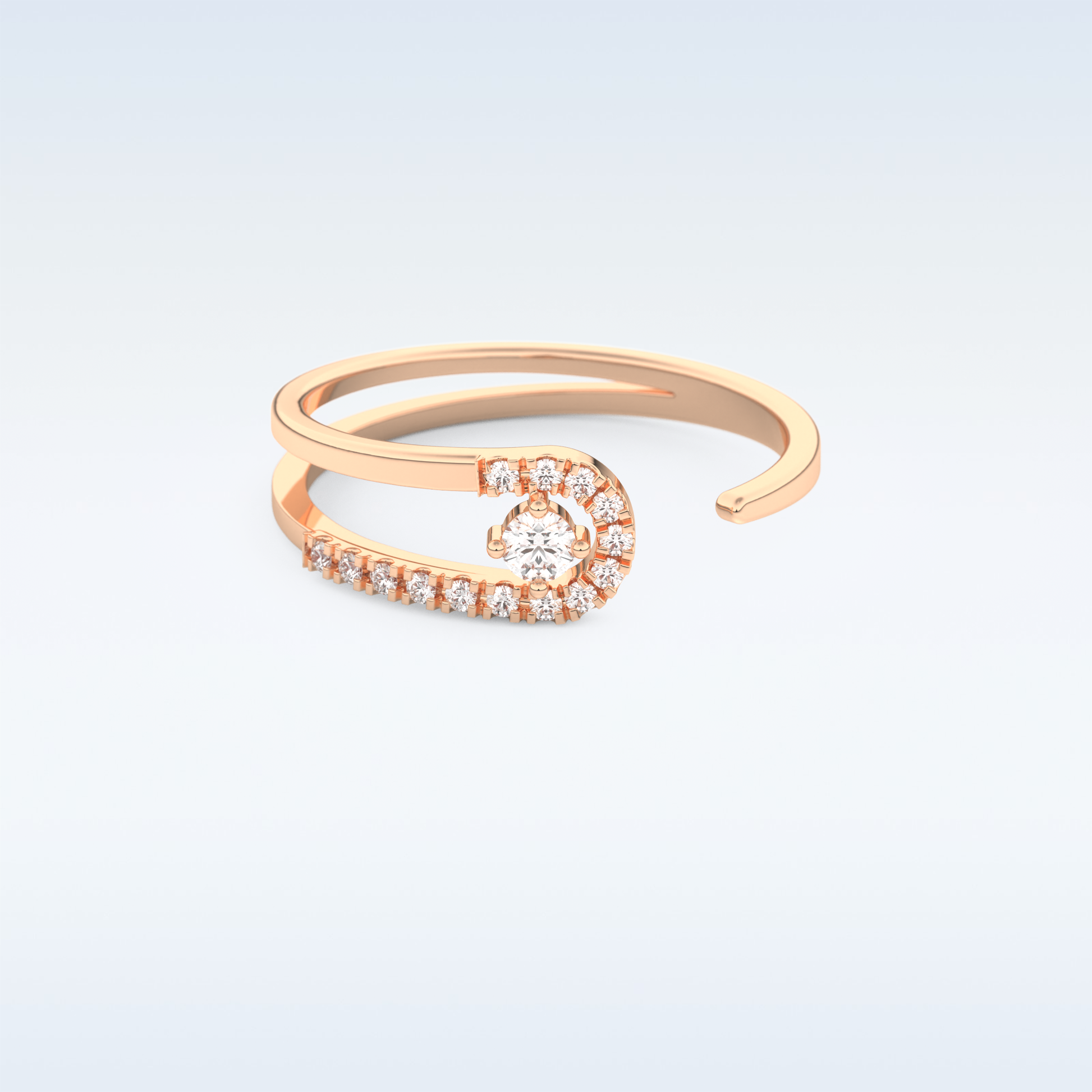 Open Split Shank Wedding Band with 0.13 CT Round Cut Moissanite