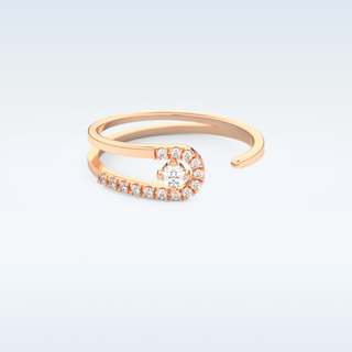 Open Split Shank Wedding Band with 0.13 CT Round Cut Moissanite