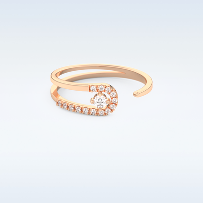 Open Split Shank Wedding Band with 0.13 CT Round Cut Moissanite