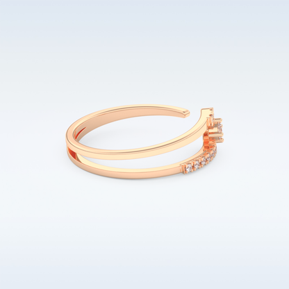 Open Split Shank Wedding Band with 0.13 CT Round Cut Moissanite