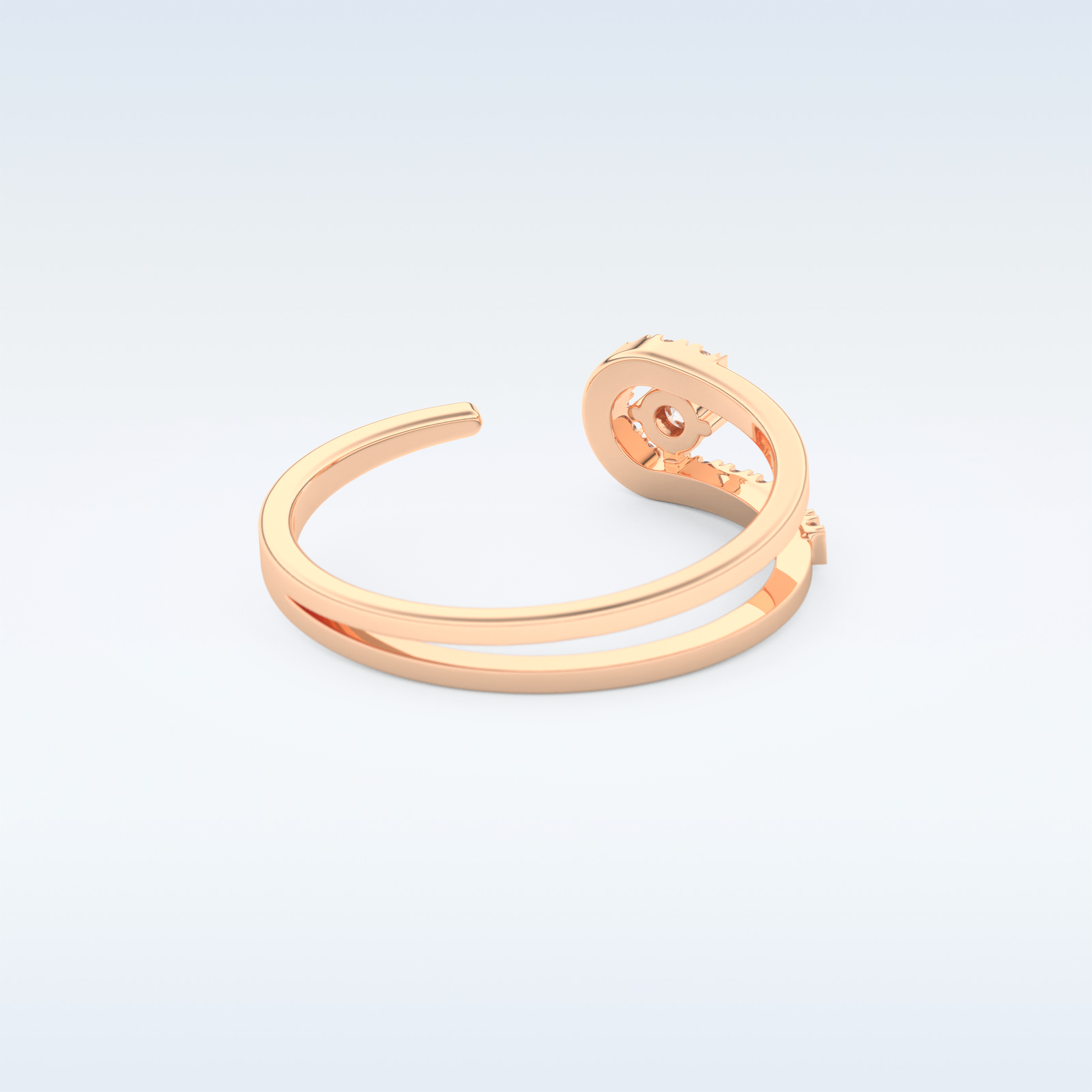 Open Split Shank Wedding Band with 0.13 CT Round Cut Moissanite