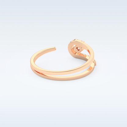 Open Split Shank Wedding Band with 0.13 CT Round Cut Moissanite