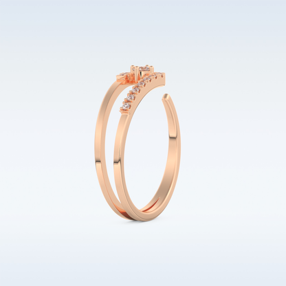 Open Split Shank Wedding Band with 0.13 CT Round Cut Moissanite