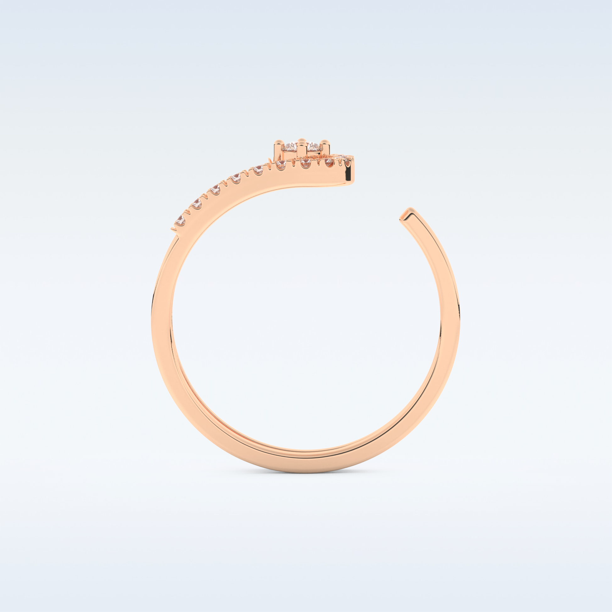 Open Split Shank Wedding Band with 0.13 CT Round Cut Moissanite