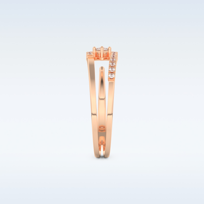 Open Split Shank Wedding Band with 0.13 CT Round Cut Moissanite