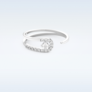 Open Split Shank Wedding Band with 0.13 CT Round Cut Moissanite