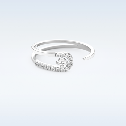 Open Split Shank Wedding Band with 0.13 CT Round Cut Moissanite