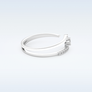 Open Split Shank Wedding Band with 0.13 CT Round Cut Moissanite