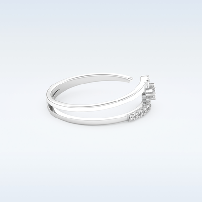 Open Split Shank Wedding Band with 0.13 CT Round Cut Moissanite