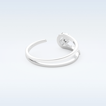 Open Split Shank Wedding Band with 0.13 CT Round Cut Moissanite