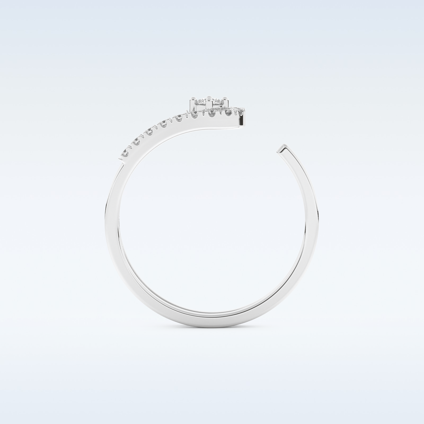 Open Split Shank Wedding Band with 0.13 CT Round Cut Moissanite