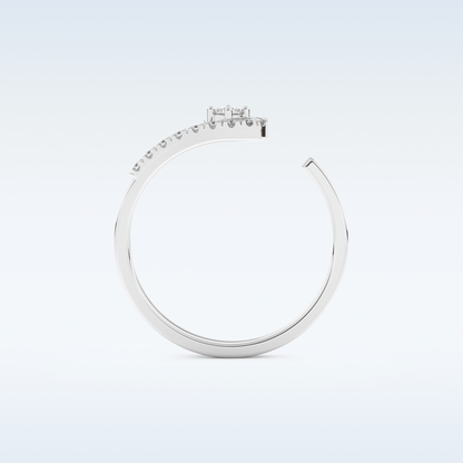 Open Split Shank Wedding Band with 0.13 CT Round Cut Moissanite