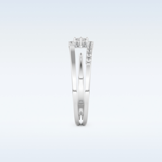 Open Split Shank Wedding Band with 0.13 CT Round Cut Moissanite