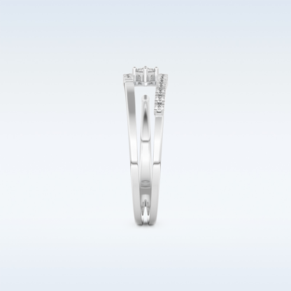 Open Split Shank Wedding Band with 0.13 CT Round Cut Moissanite