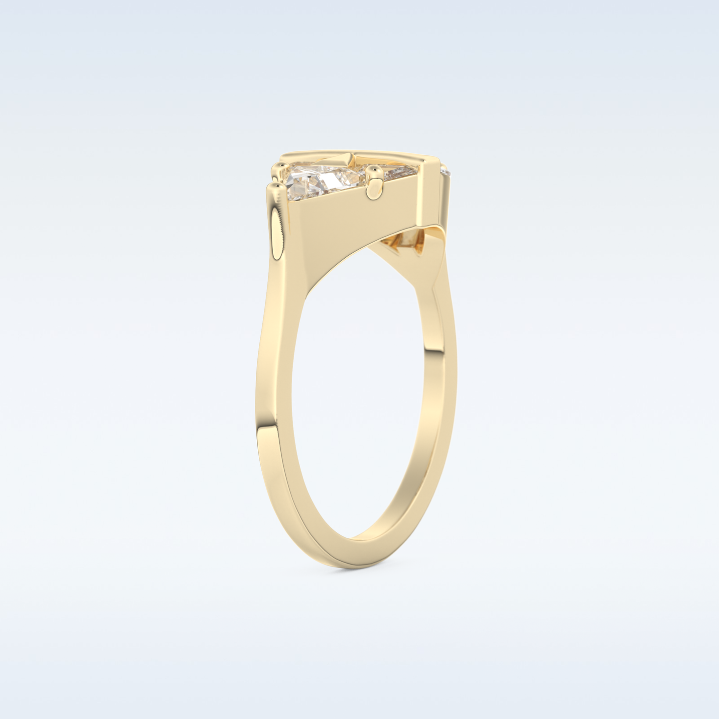 Stunning Wedding Band with 2.18 CT Trillion Curved, Triangle, Baguette Cut Moissanite