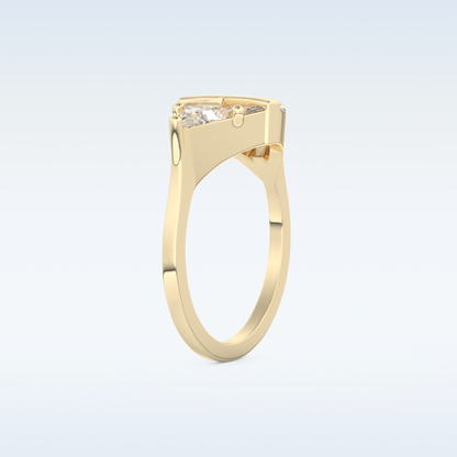 Stunning Wedding Band with 2.18 CT Trillion Curved, Triangle, Baguette Cut Moissanite