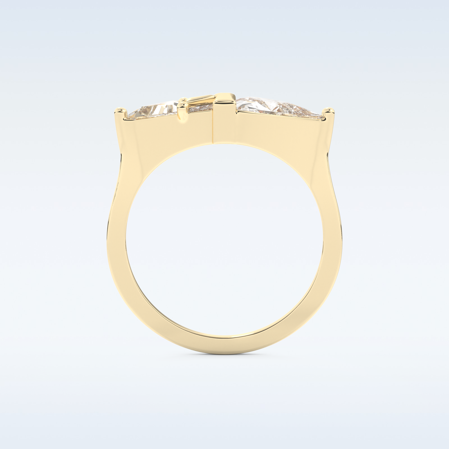 Stunning Wedding Band with 2.18 CT Trillion Curved, Triangle, Baguette Cut Moissanite