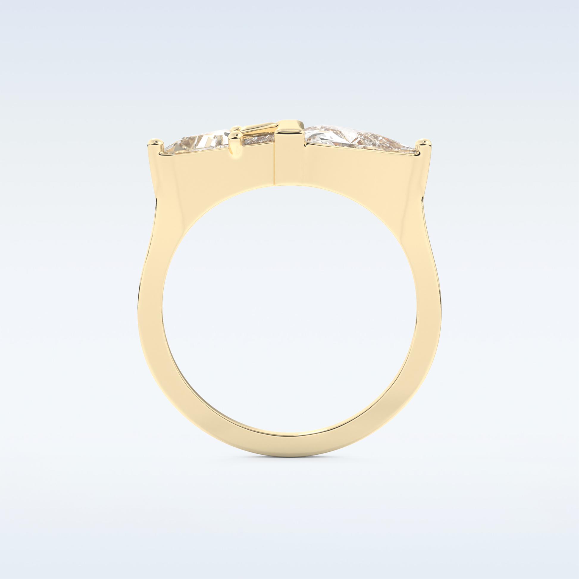 Stunning Wedding Band with 2.18 CT Trillion Curved, Triangle, Baguette Cut Moissanite