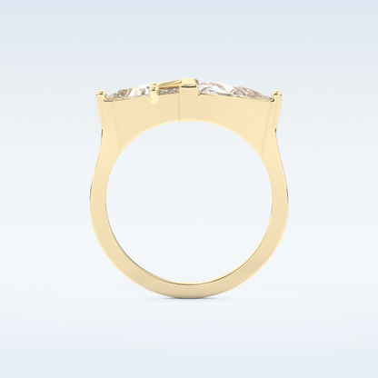 Stunning Wedding Band with 2.18 CT Trillion Curved, Triangle, Baguette Cut Moissanite