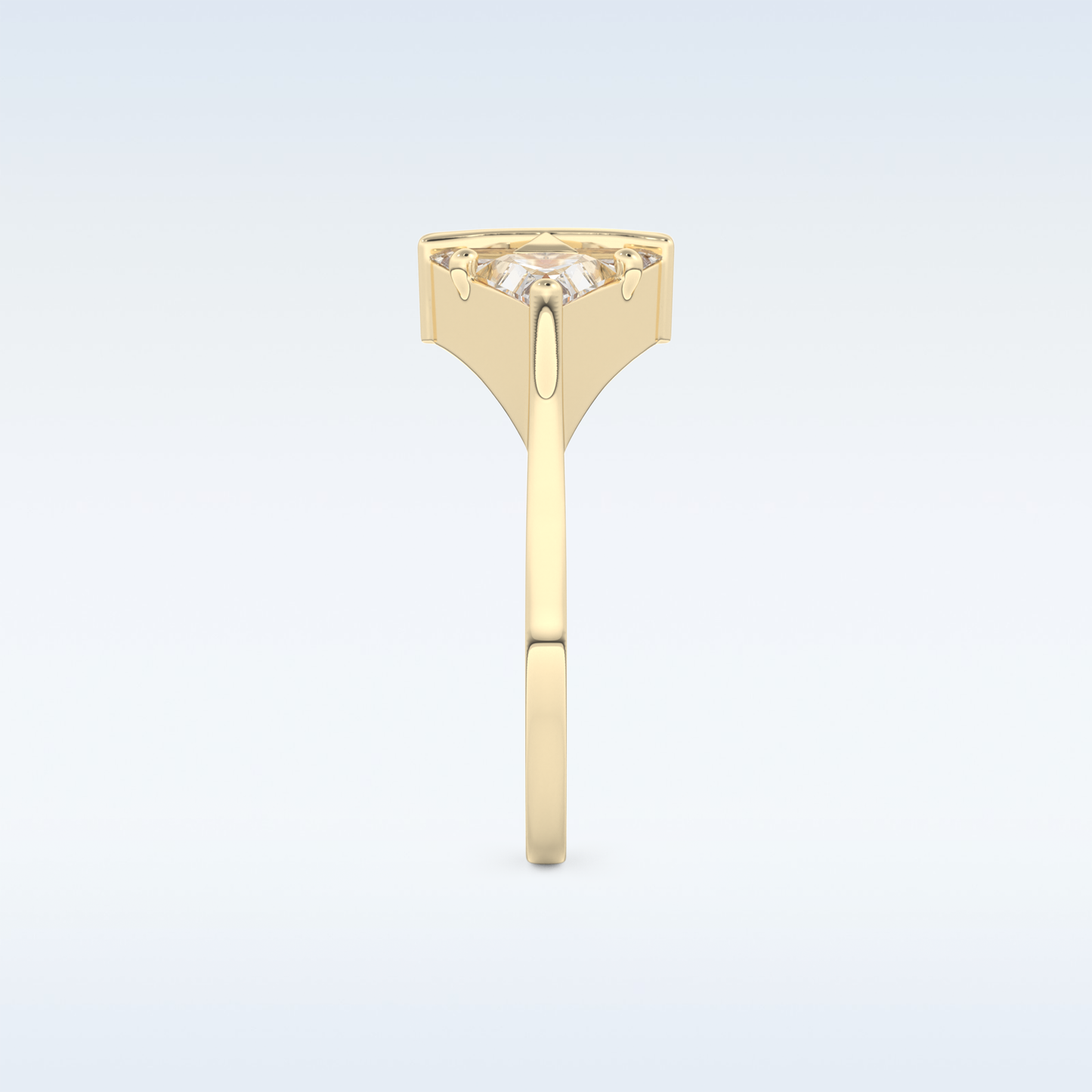 Stunning Wedding Band with 2.18 CT Trillion Curved, Triangle, Baguette Cut Moissanite