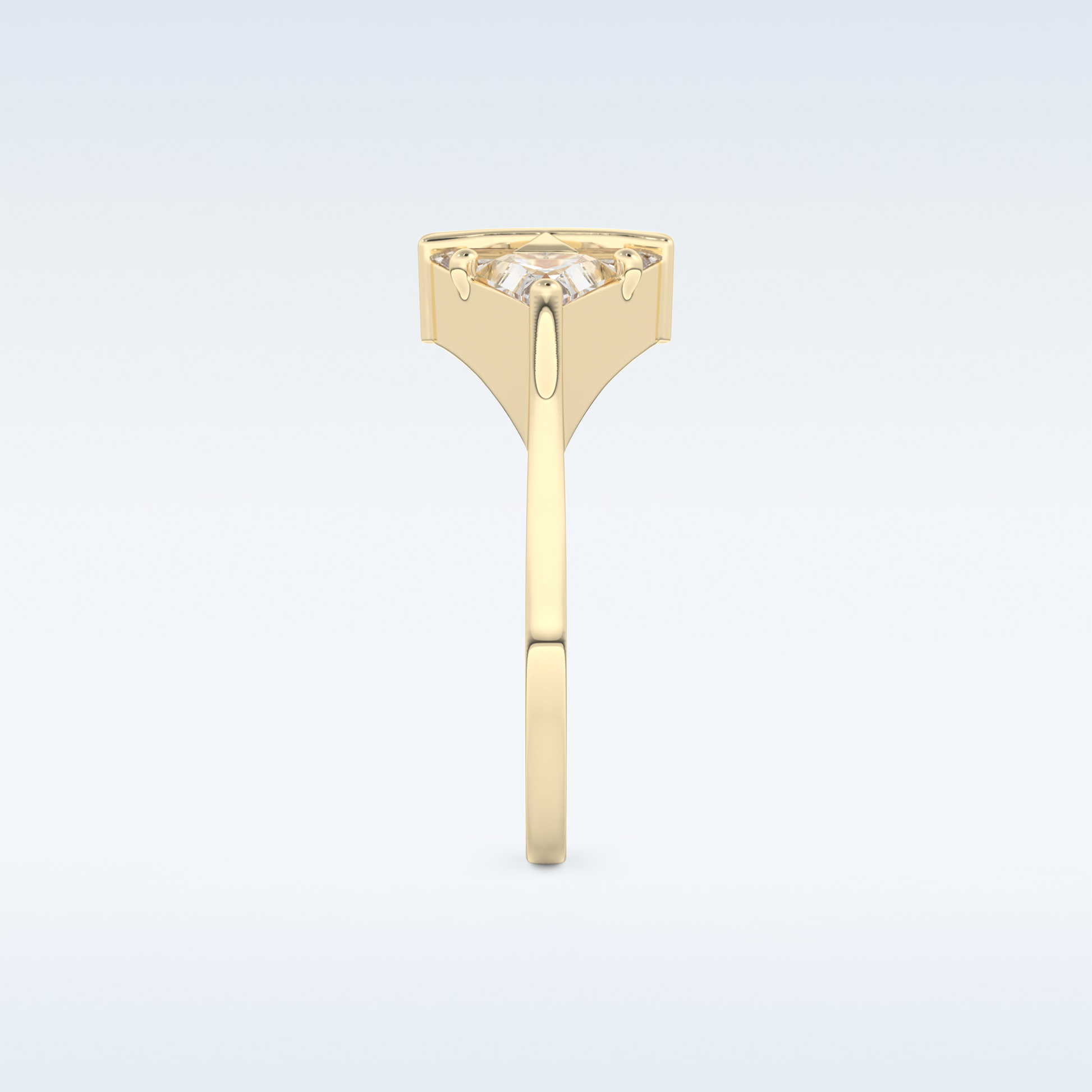 Stunning Wedding Band with 2.18 CT Trillion Curved, Triangle, Baguette Cut Moissanite