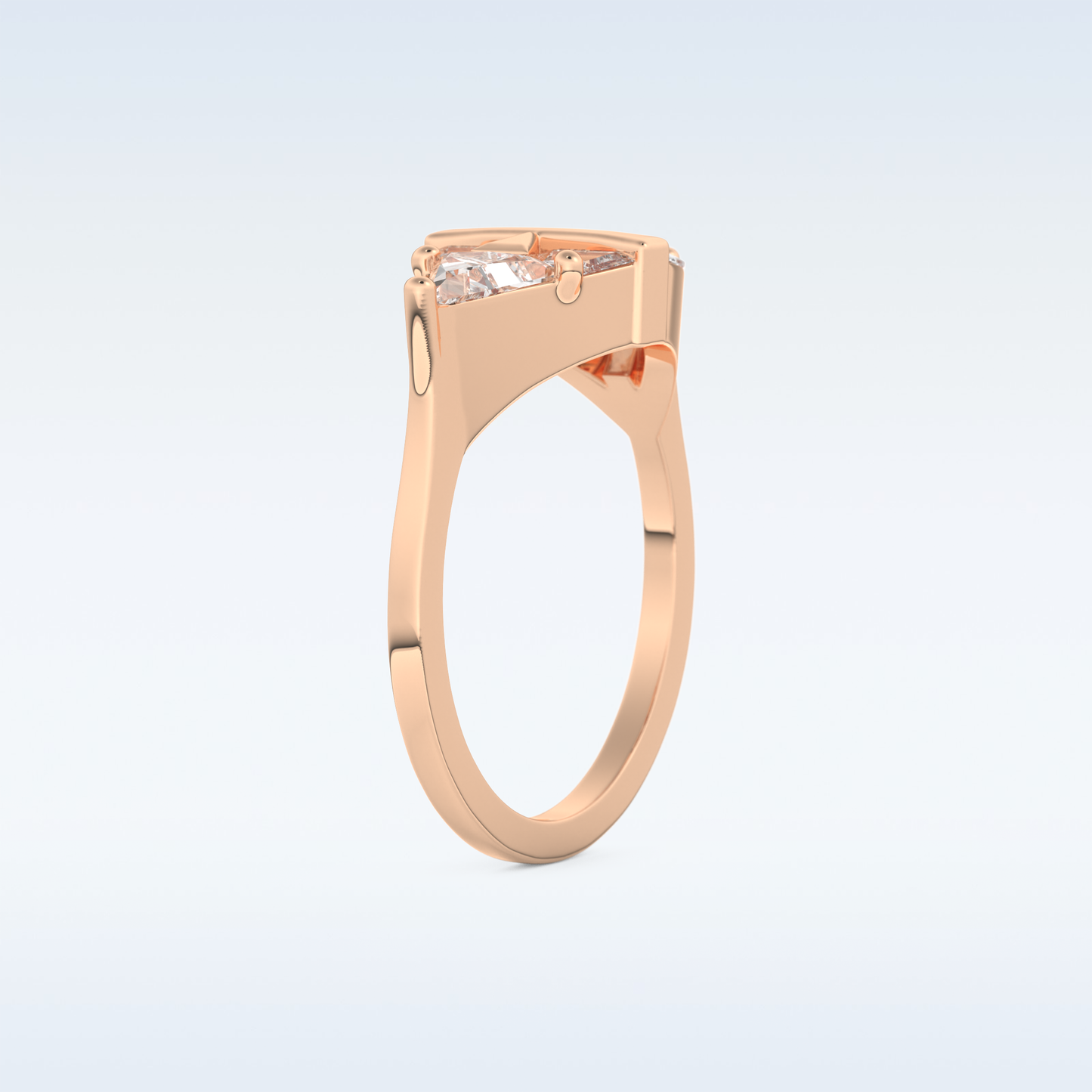 Stunning Wedding Band with 2.18 CT Trillion Curved, Triangle, Baguette Cut Moissanite