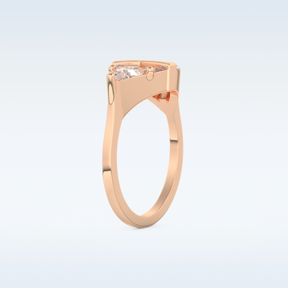 Stunning Wedding Band with 2.18 CT Trillion Curved, Triangle, Baguette Cut Moissanite