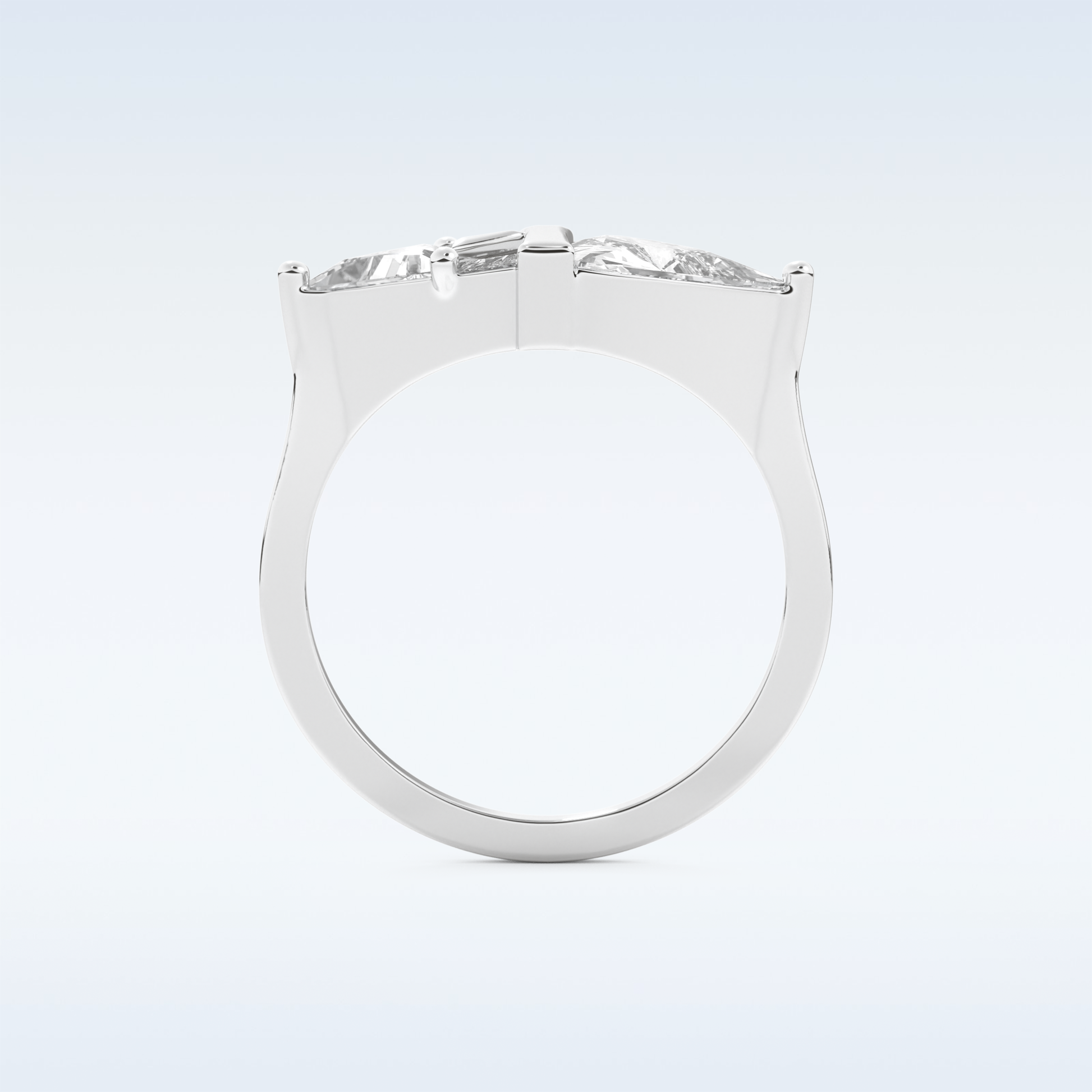 Stunning Wedding Band with 2.18 CT Trillion Curved, Triangle, Baguette Cut Moissanite