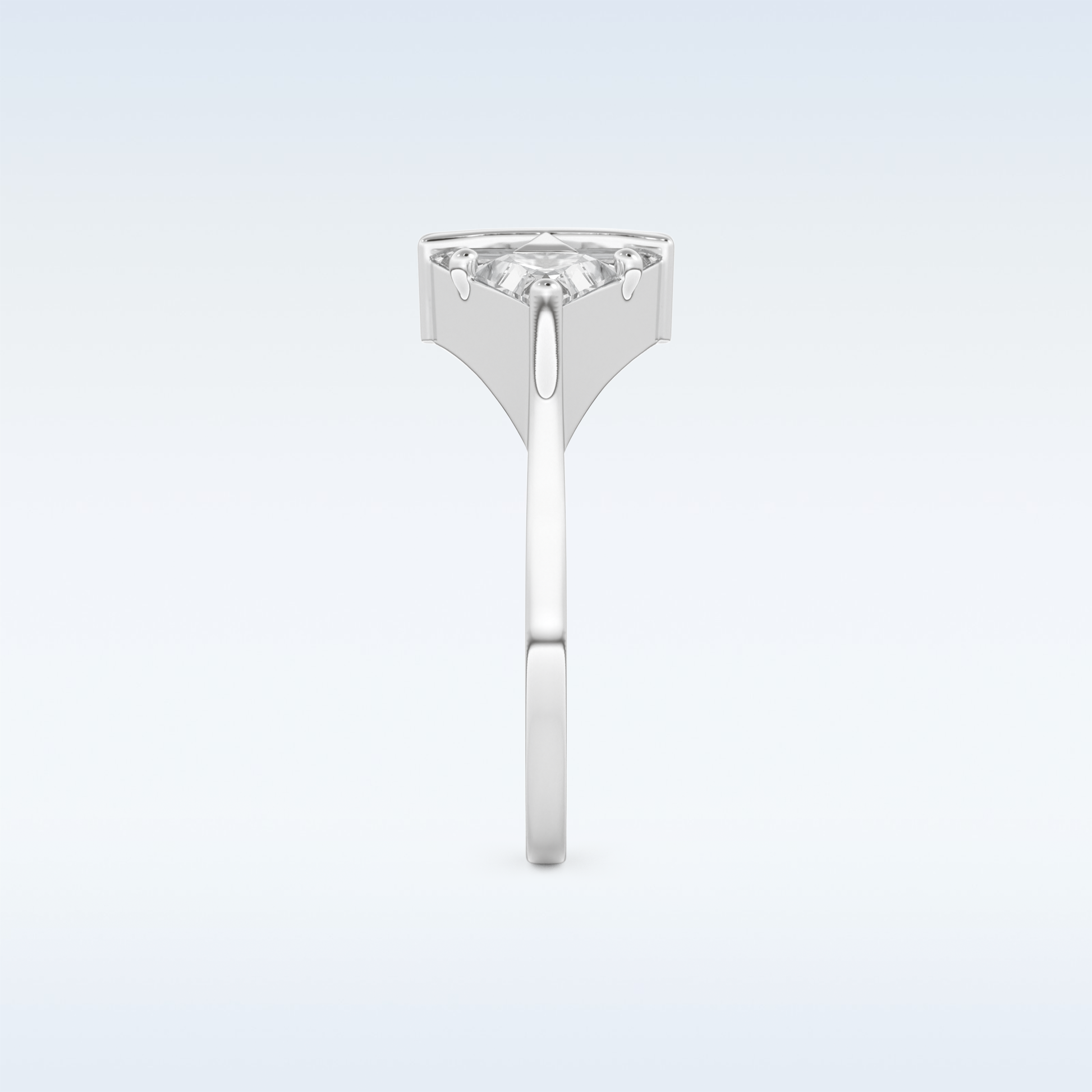 Stunning Wedding Band with 2.18 CT Trillion Curved, Triangle, Baguette Cut Moissanite