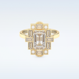 1.34 CT Cluster Engagement Ring Featuring Emerald Moissanite