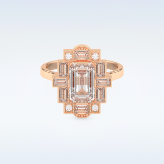 1.34 CT Cluster Engagement Ring Featuring Emerald Moissanite