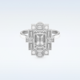 1.34 CT Cluster Engagement Ring Featuring Emerald Moissanite