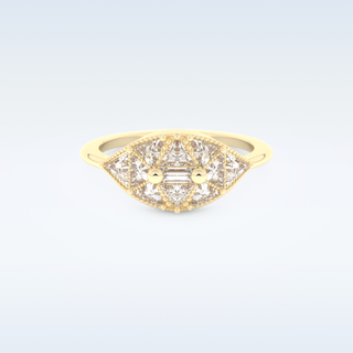 Cluster Wedding Band with 1.51 CT Triangle & Baguette Straight  Cut Moissanite