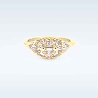 Cluster Wedding Band with 1.51 CT Triangle & Baguette Straight  Cut Moissanite