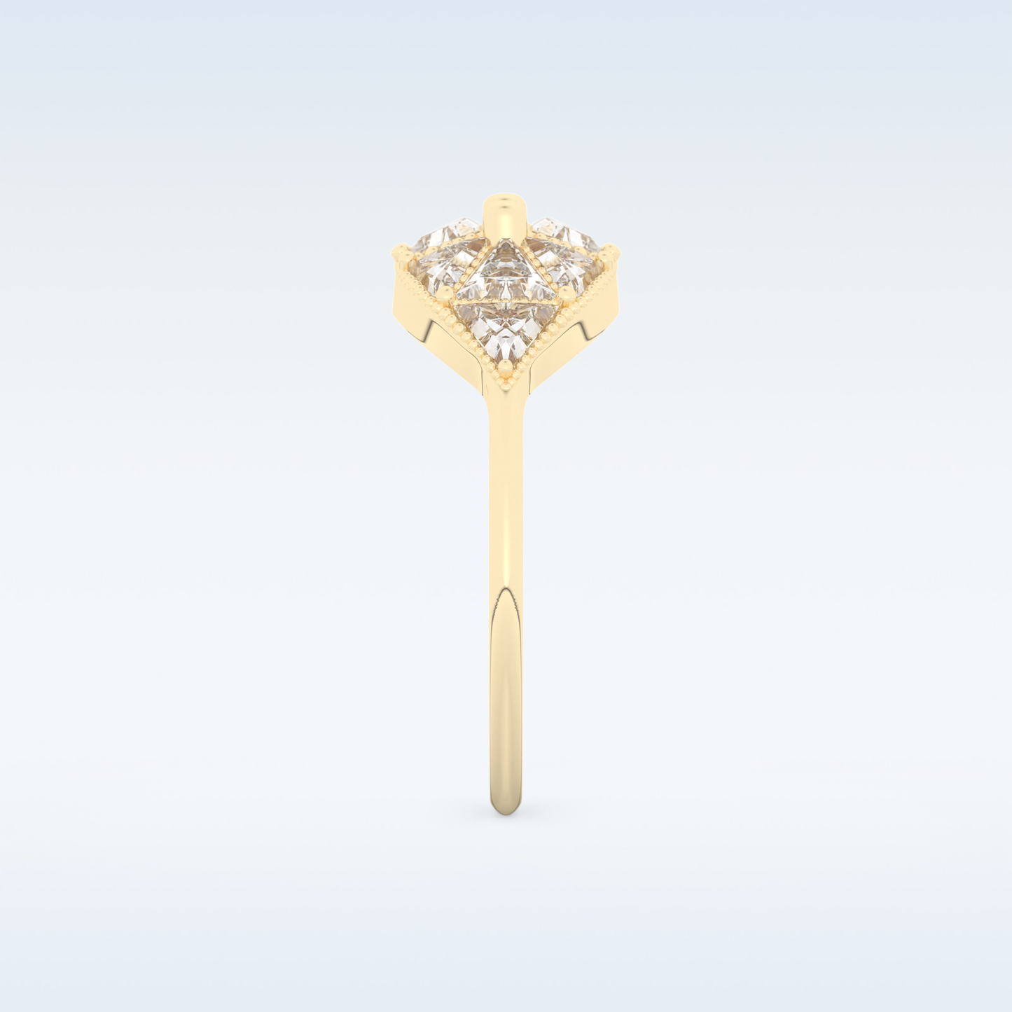 Cluster Wedding Band with 1.51 CT Triangle & Baguette Straight  Cut Moissanite