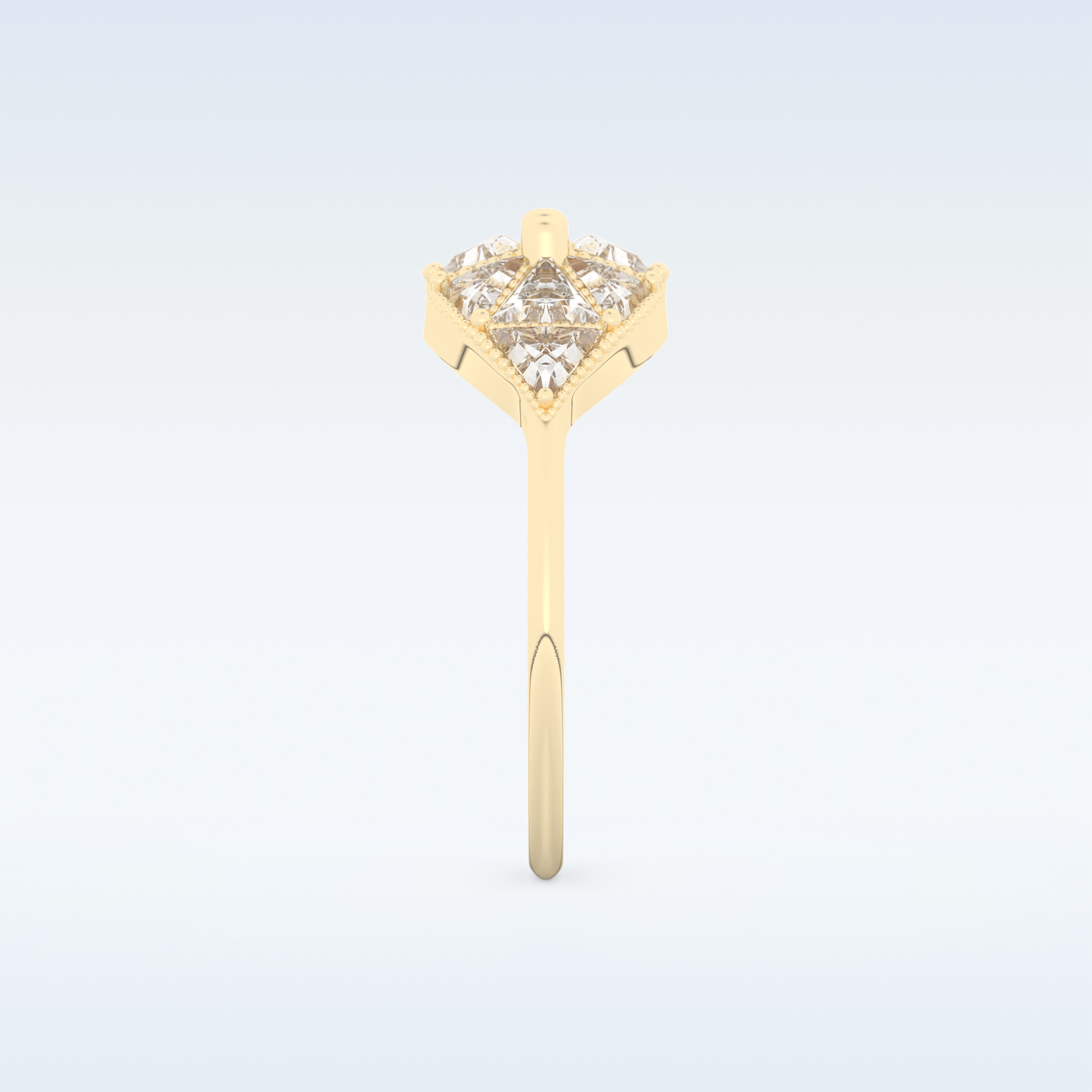 Cluster Wedding Band with 1.51 CT Triangle & Baguette Straight  Cut Moissanite