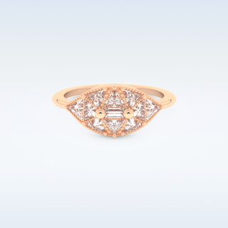 Cluster Wedding Band with 1.51 CT Triangle & Baguette Straight  Cut Moissanite