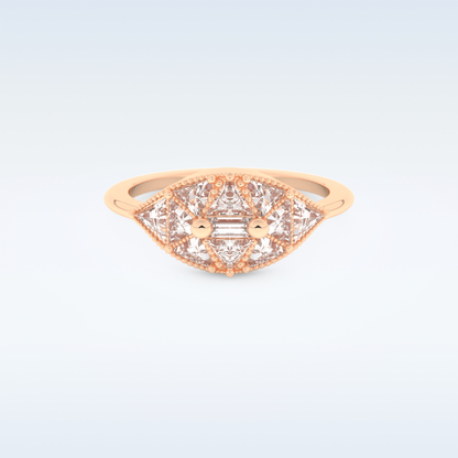 Cluster Wedding Band with 1.51 CT Triangle & Baguette Straight  Cut Moissanite